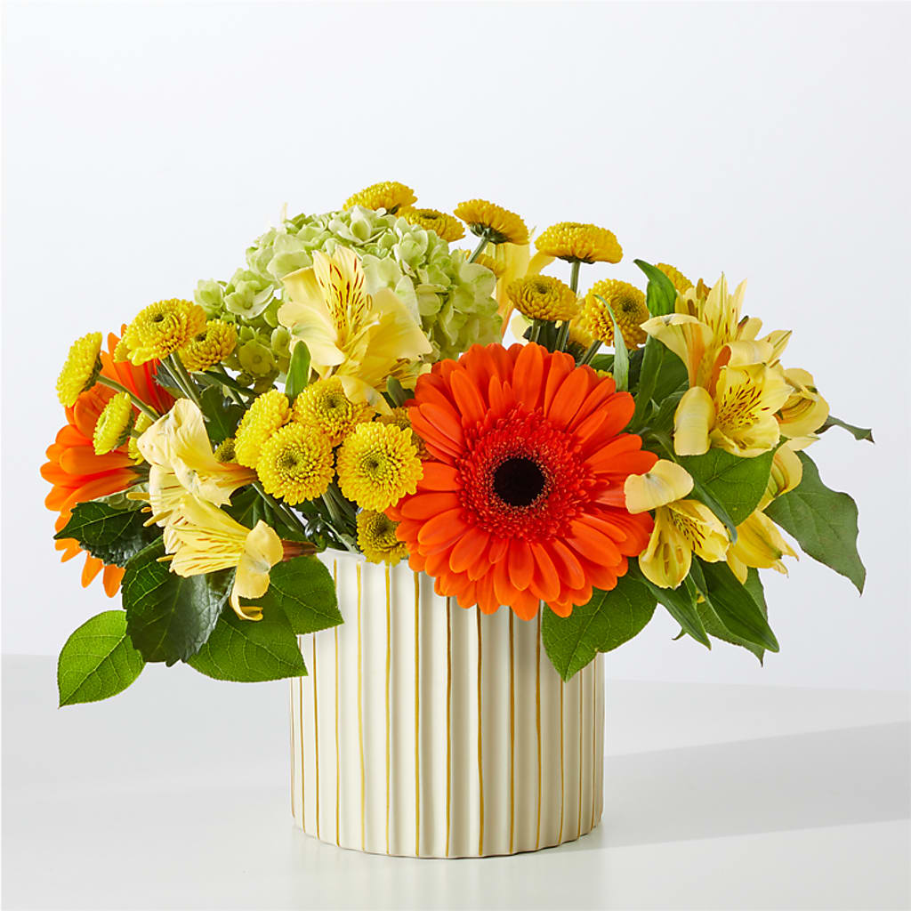 Autumn Sunshine Bouquet with Ivory Vase –  Royal Flowers 4u, Tucson AZ
